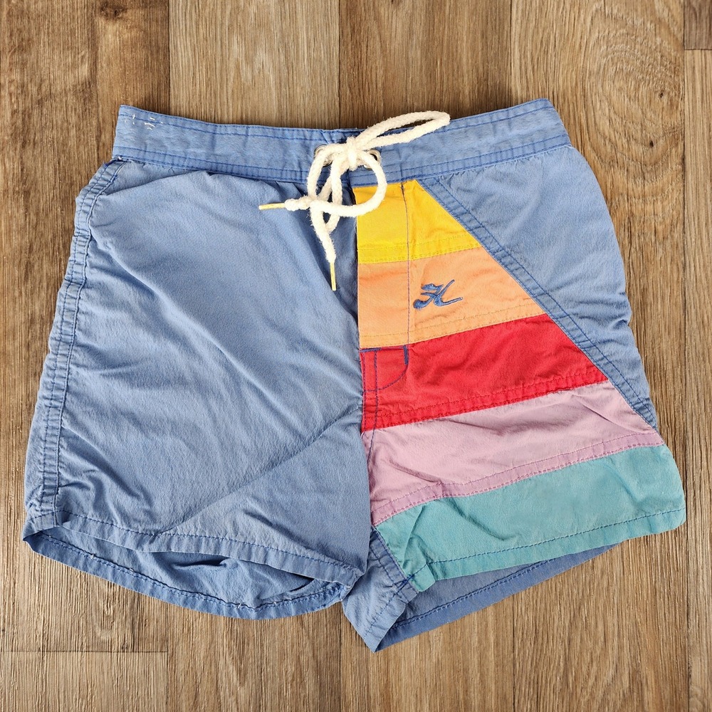 Hobie Kids 3T Blue Rainbow Colorblock Swim Trunks Drawstring Board Shorts